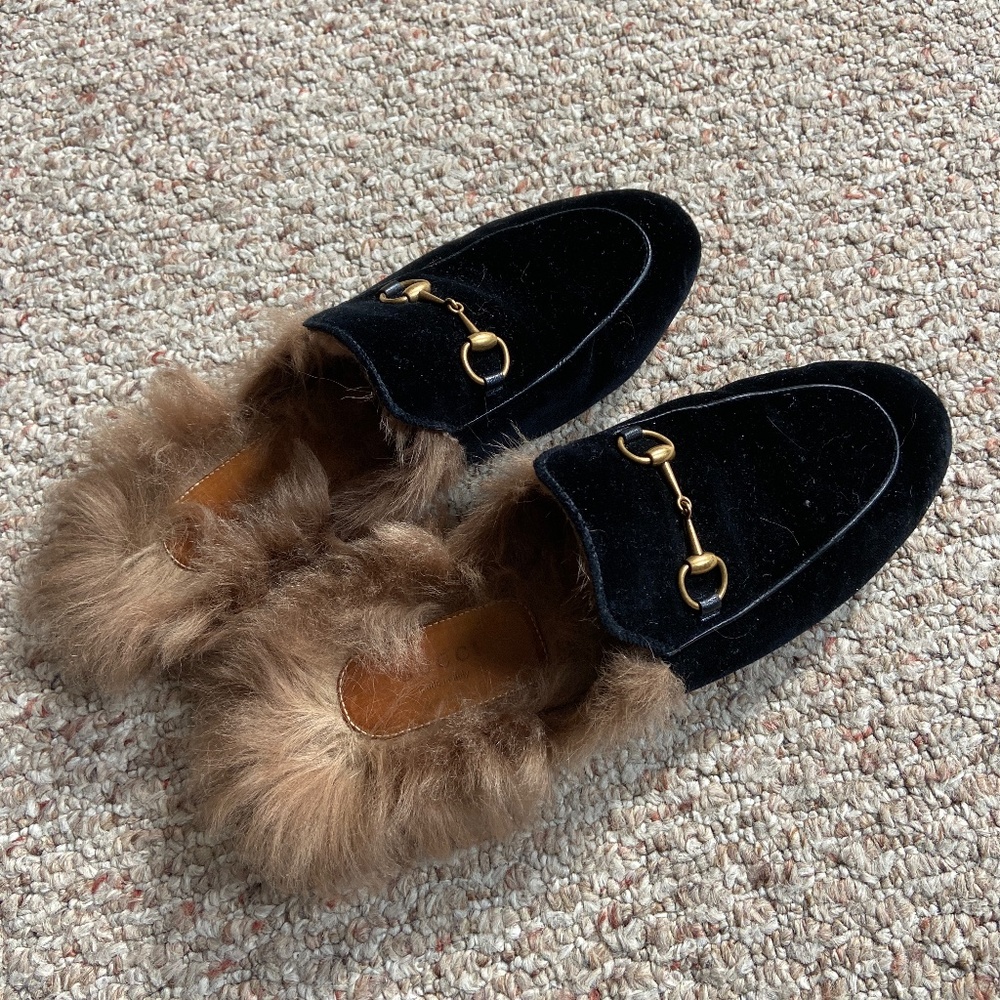 Gucci fur trimmed  Princetown mules